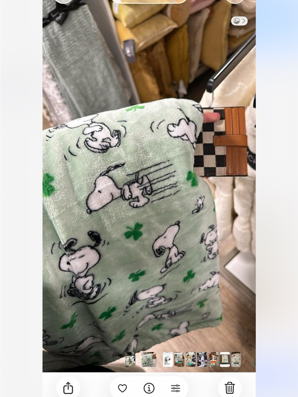 Snoopy Plush Green Throw Blanket with Shamrocks
